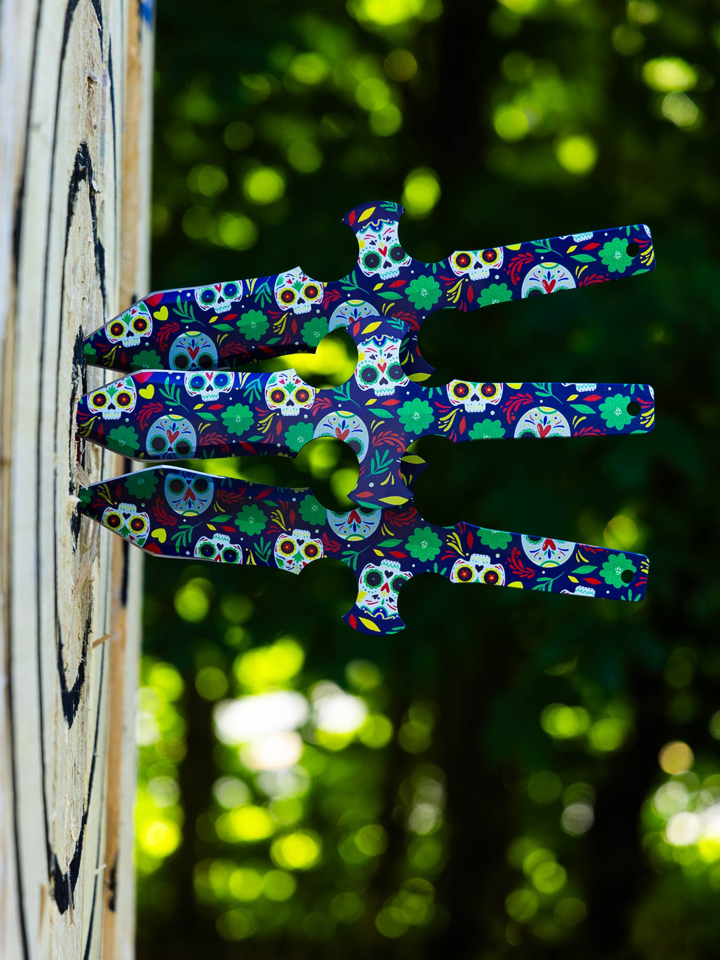 Muerto Set of 3 Throwing Knives: Aztec Fury