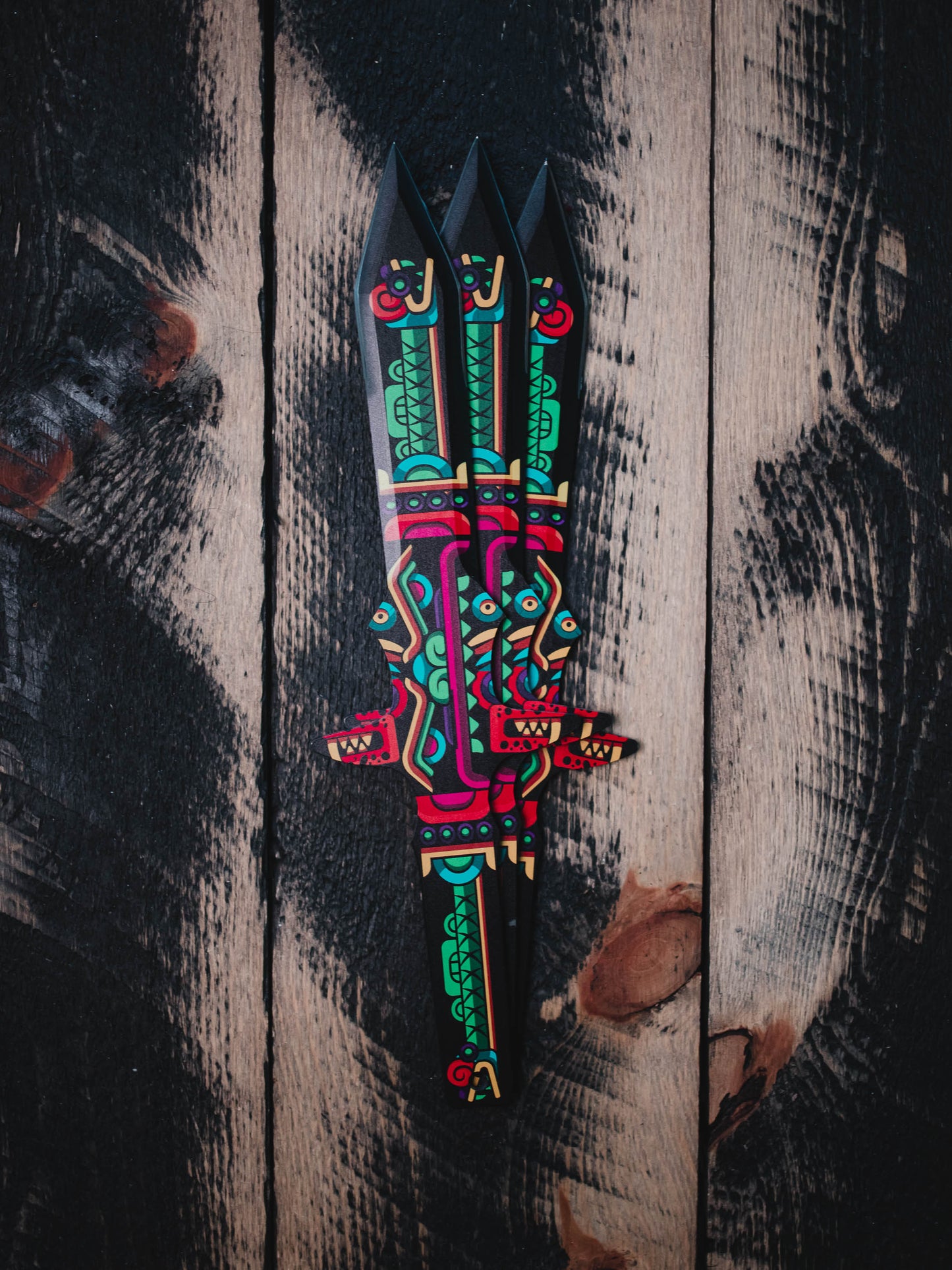 Barbaro Set of 3 Throwing Knives: Kukulkan's Eclipse