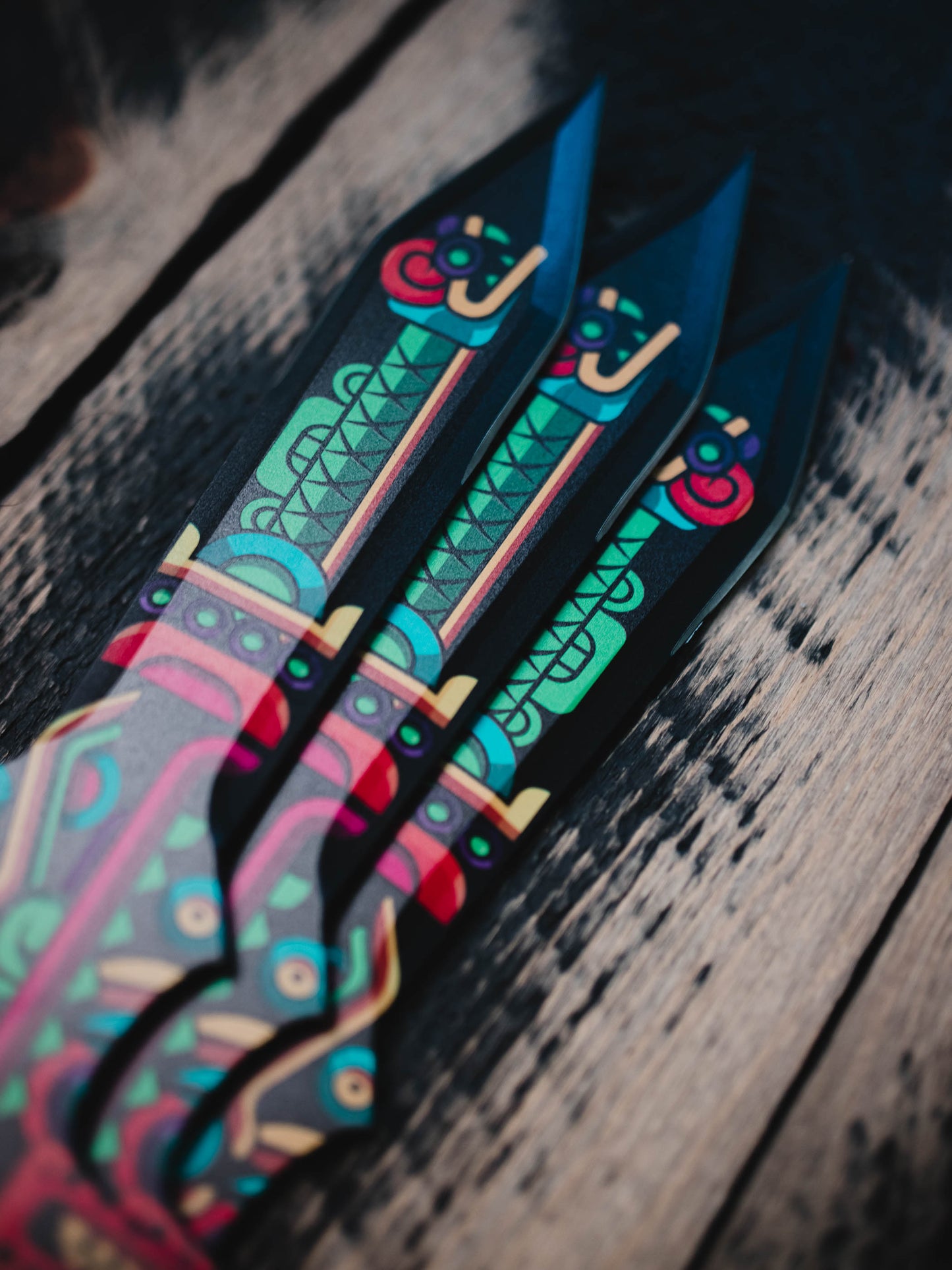 Barbaro Set of 3 Throwing Knives: Kukulkan's Eclipse